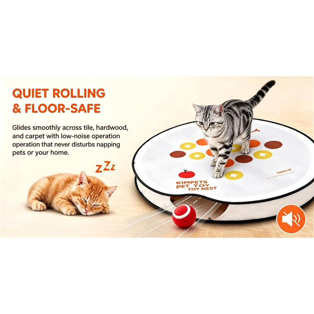 Meowball Mat Interactive Cat Toy, Automatic Hide and Seek Kitten Toy, Self Play