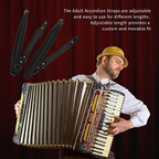 Black Accordion Straps, Leather Soft PU, Adjustable, 16-120 Bass, Comfortable, Durable