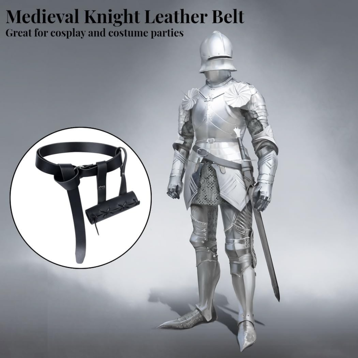2 Pcs Medieval Knight Leather Sword Belt Frog Holster Scabbard for Cosplay