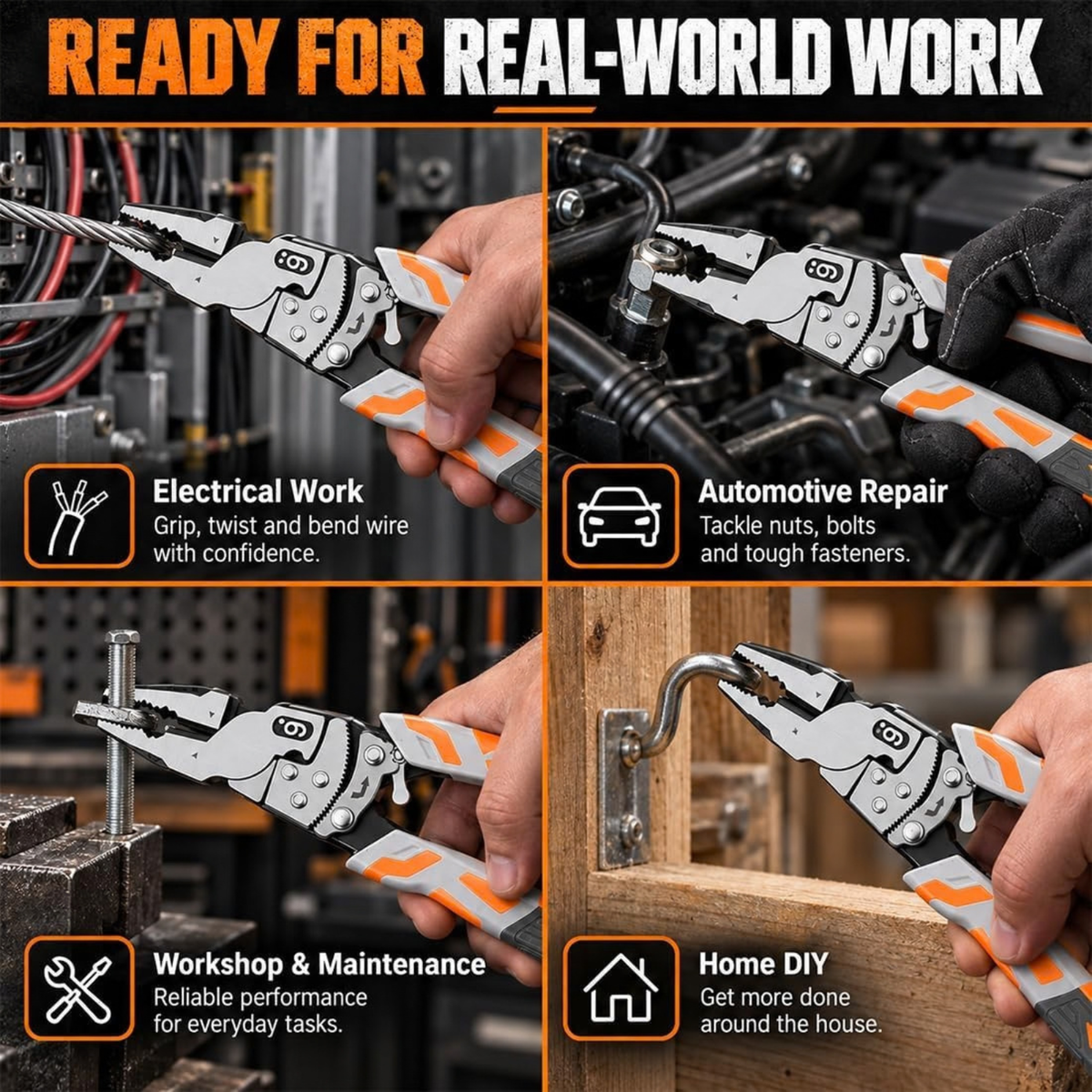 9" Ratchet Self-Locking Wire Cutter, Heavy-Duty Ratchet Lineman's Pliers