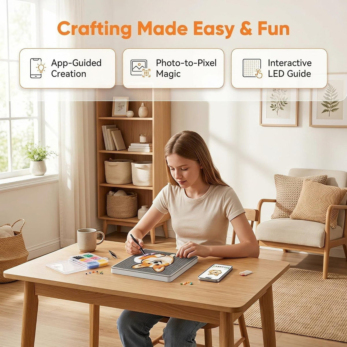 Smart LED Fuse Bead Pegboard, App Guided 2.6mm Melty Beads Board