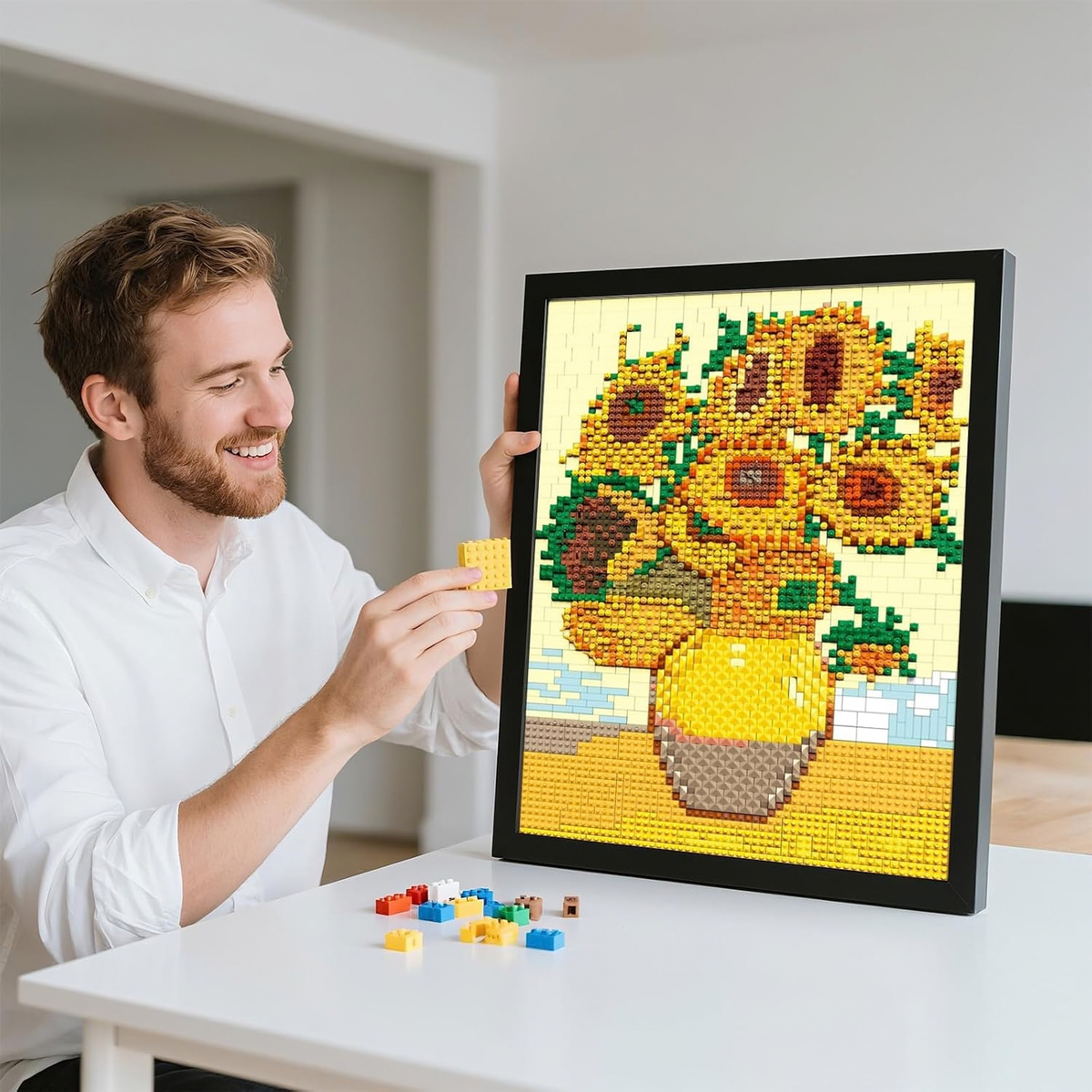Sunflower Pixelated Brick Art Mini Blocks Wall Art Set for Adults