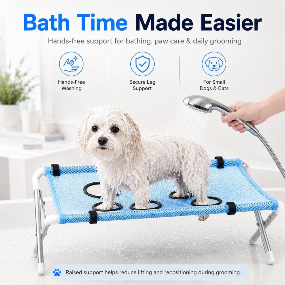 Pet Grooming Hammock for Dogs, Portable Dog Bath Hammock with Stand
