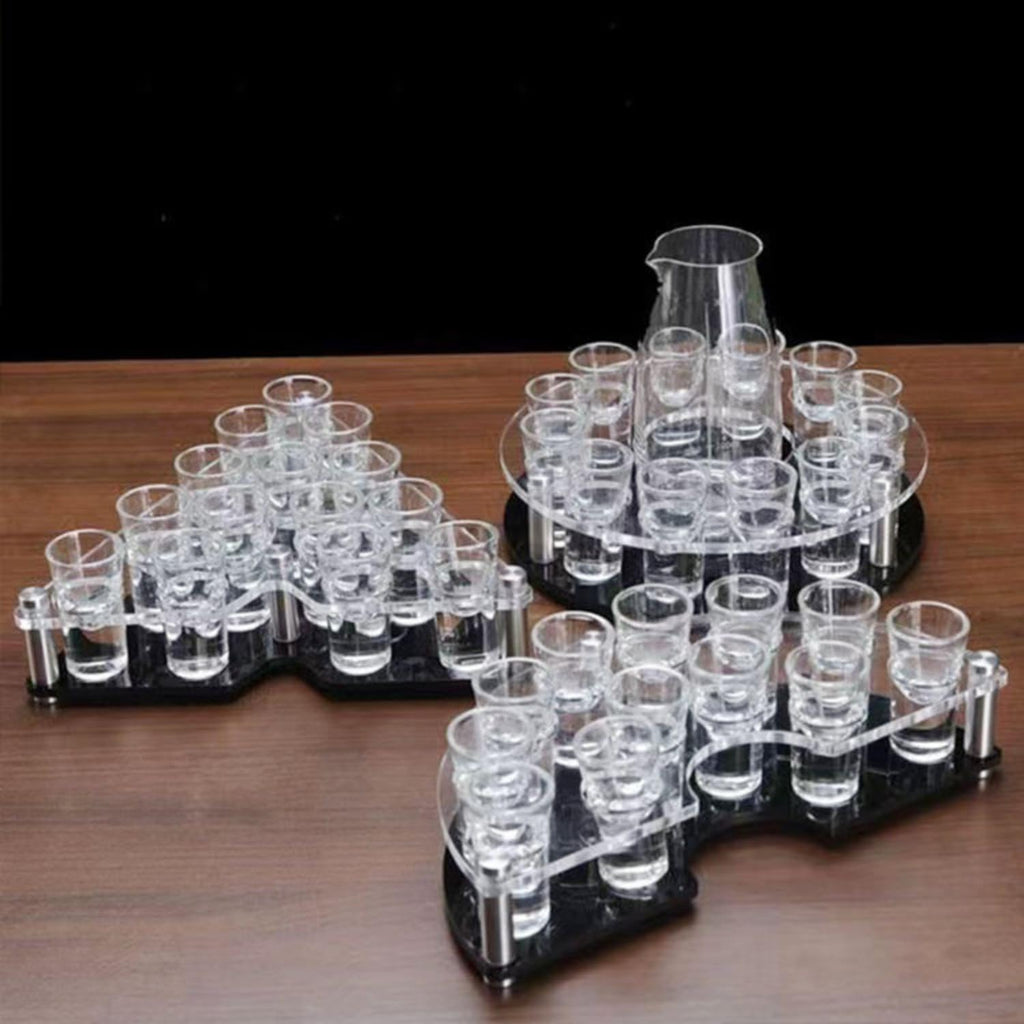 Acrylic Shot Glass Holder Display Rack - Heavy Duty Revolving Bar Serving Tray & Storage Stand for Tequila, Whiskey & Liquor Glasses, Scratch-Resistant Home Bar & Party Counter Organizer