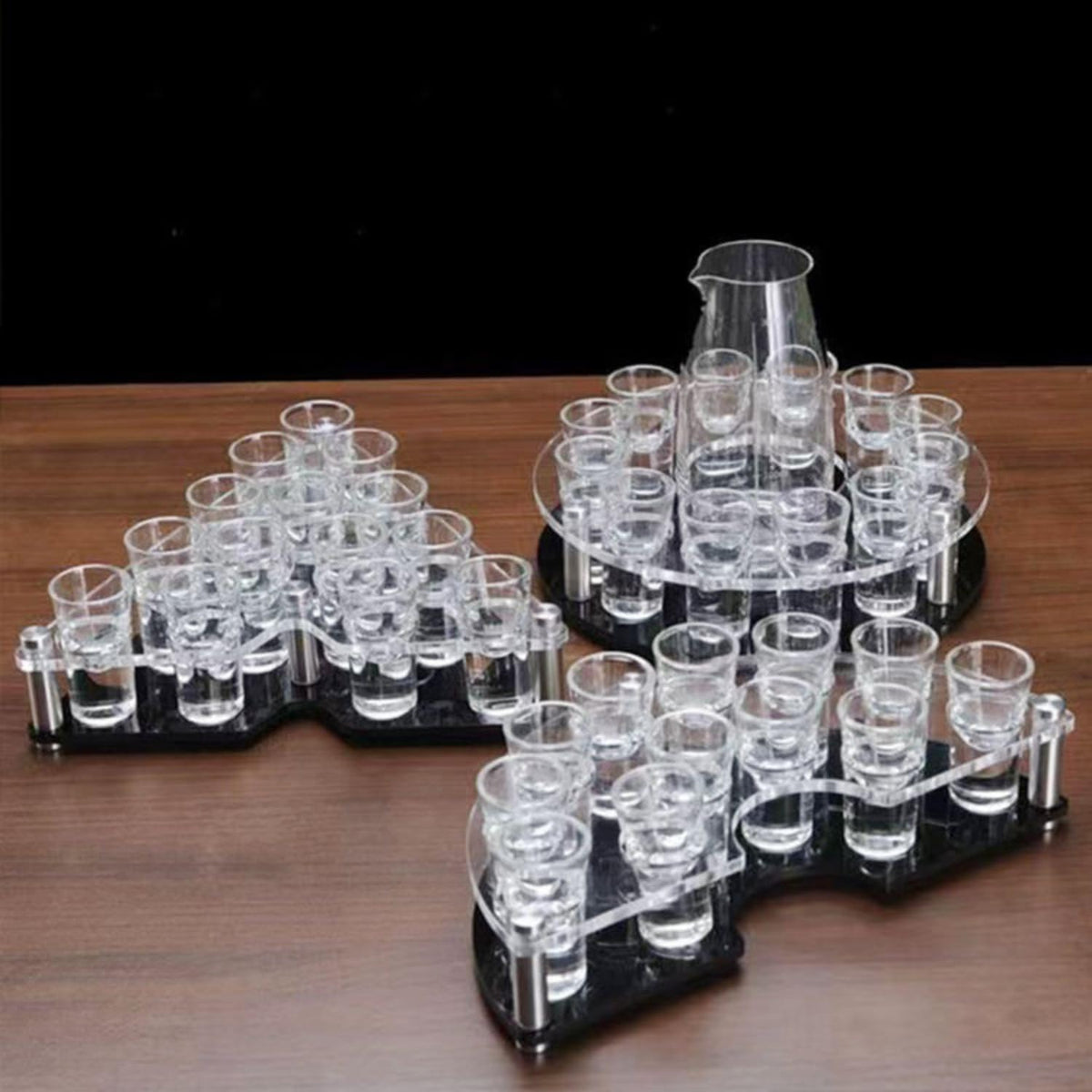 Acrylic Shot Glass Holder Display Rack - Heavy Duty Revolving Bar Serving Tray & Storage Stand for Tequila, Whiskey & Liquor Glasses, Scratch-Resistant Home Bar & Party Counter Organizer