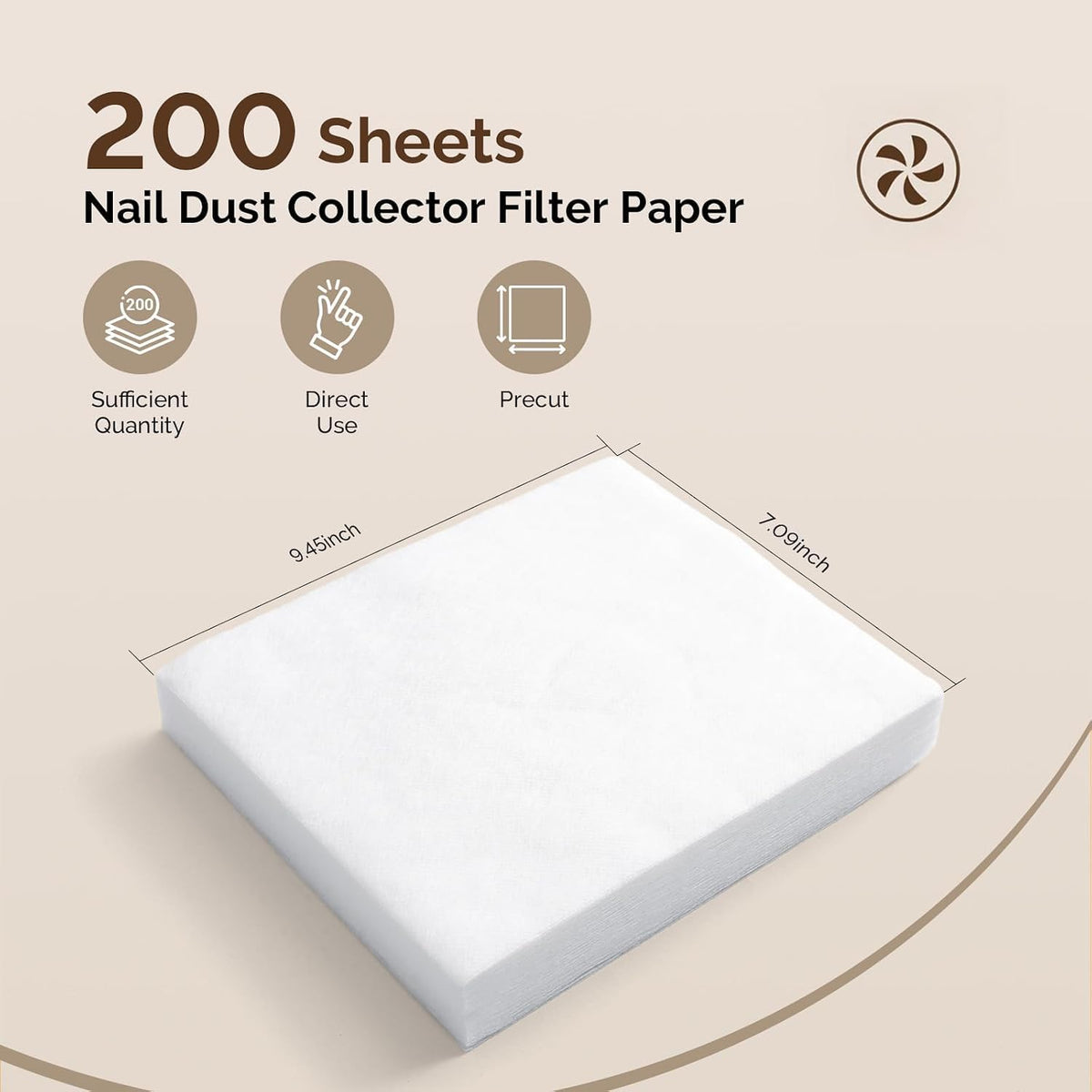 Low Noise Nail Dust Collector Set with 200 Sheets Precut Filter Paper – Powerful Suction Electric Vacuum Fan for Acrylic Nails & Gel Polish Filing with Self-Adhesive Back Hooks