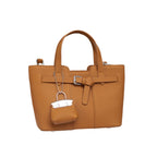 Genuine Leather Crossbody Handbag for Women Textured Pebbled Leather Top-Handle Bag with Adjustable Shoulder Strap, Zipper Closure, Center Divider Pocket & Decorative Bag Charm for Work