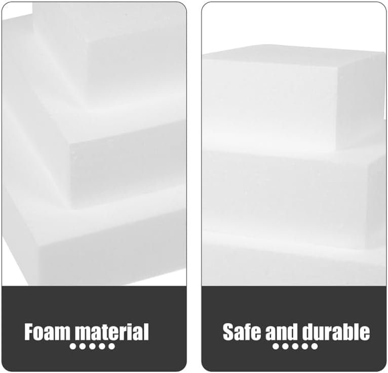 3 Pcs Square Foam Cake Dummies Reusable Cake Model for Baking Practice Wedding Displays Lightweight Rigid Smooth Surface 8.26 X 7.87 X 7.87 in