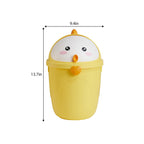 Cute Chick Shaped Small Trash Can with Lid for Office Desk PP Plastic Build, Compact Yellow Design, Keeps Tissues and Wrappers Tidy in Playrooms