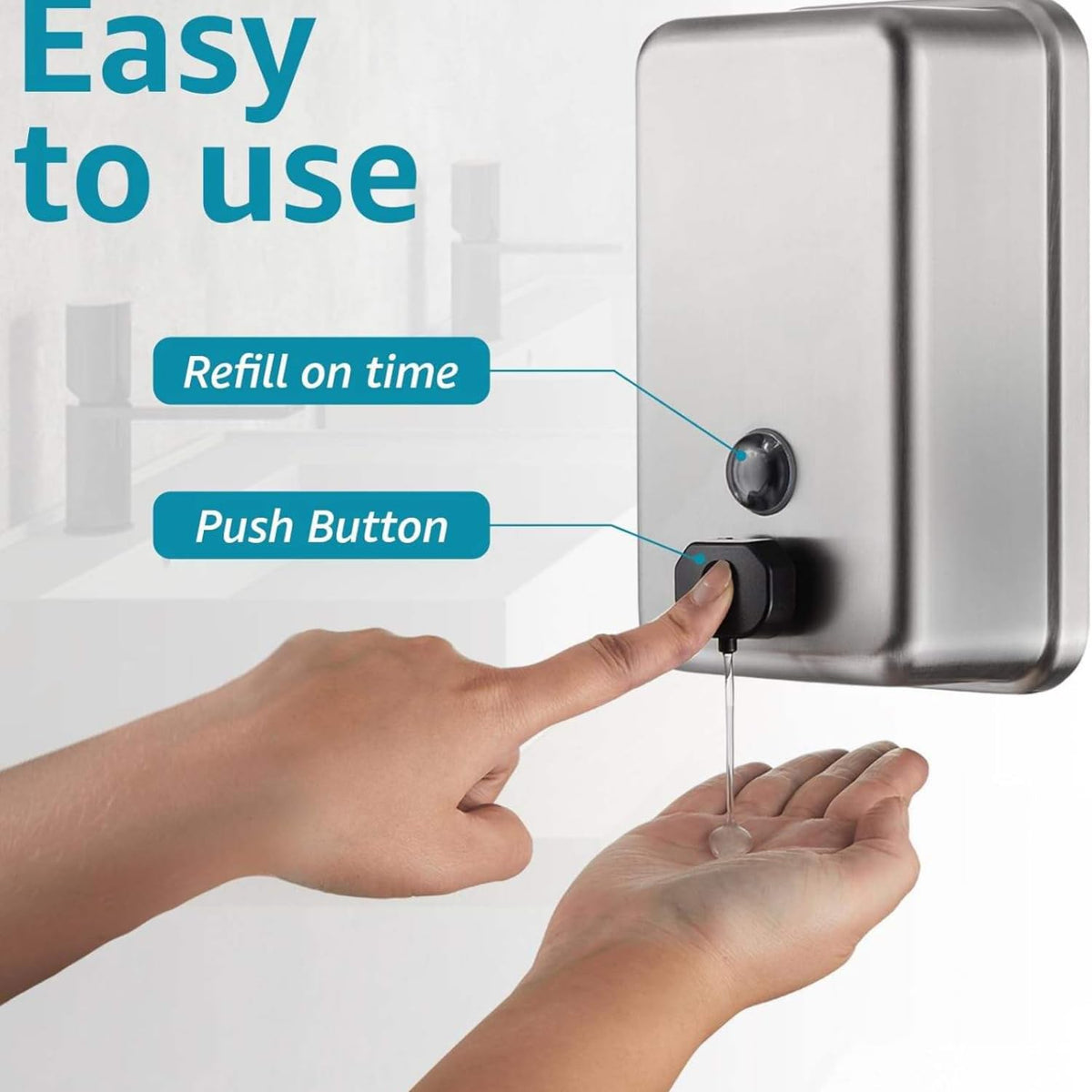 Commercial Wall Mount Stainless Steel Soap Dispenser 38.8oz / 1100ml Large Capacity