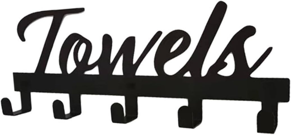Multi-Functional Black Iron Towel Hook Wall Mount for Kitchen Bathroom Wardrobe Hanger for Clothes Coats Swimwear and Towels