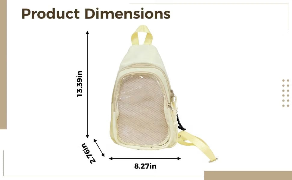Yellow Aesthetic Ita Bag, Cute Backpack with Clear Window, Large Capacity Lightweight Travel Rucksack