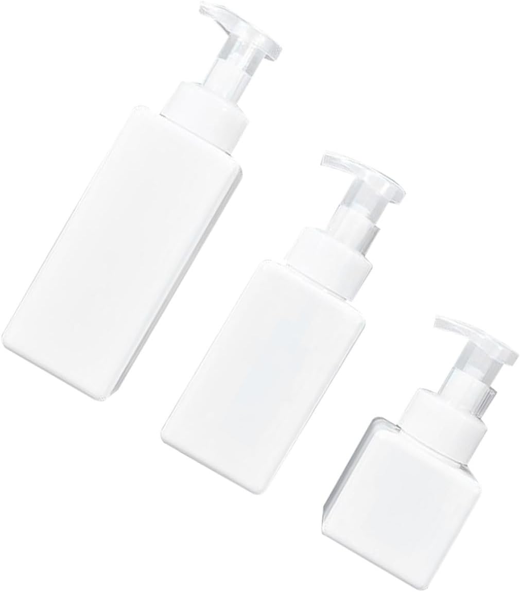 3pcs White Plastic Liquid Dispenser Bottle Set, 650ml Large Capacity User-friendly Design, Shampoo Conditioner Container, Shower Gel Pump Bottle, Lotion Use, Home Bathroom Storage