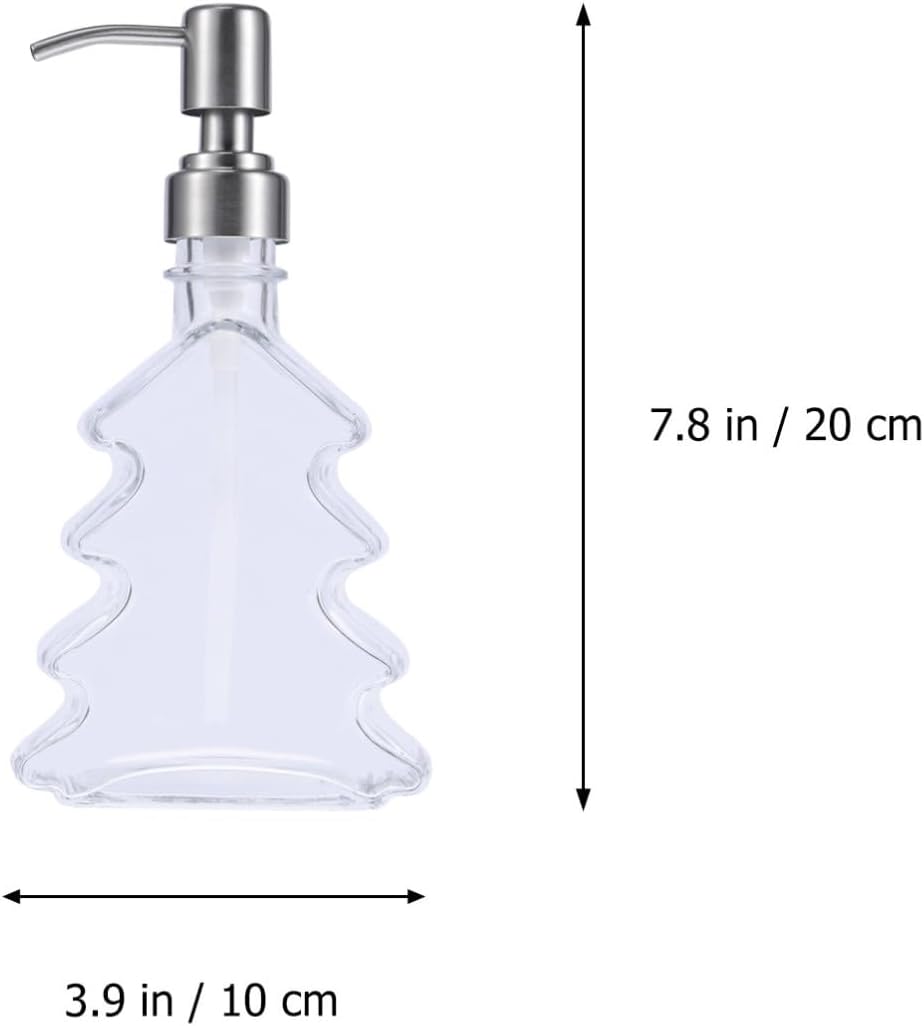 Tree Shape Glass Shampoo Bottle 250ml Refillable Xmas Lotion Container Portable Cosmetic Container for Home Trips, Metal Accents, Reusable Design, 250ml Size