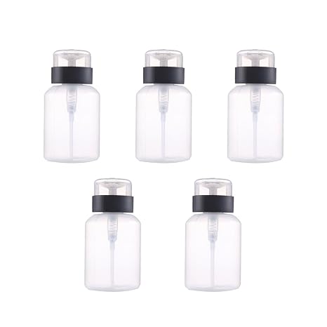 5pcs Ml Nail Polish Remover Pump Bottle with Lock PP Leakproof Air Blocking Design, Lightweight for Pouch or Tabletop Use, User Friendly Everyday Refills