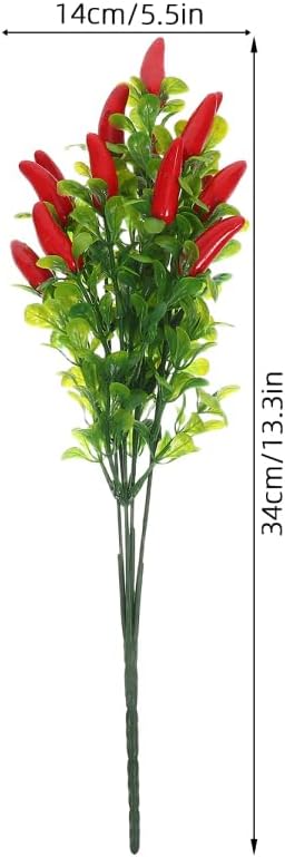 3pcs Lifelike Faux Red Chili Pepper Stems Decorative Artificial Twigs for DIY Floral Arrangements Plastic Simulation Green Plants for Home Decor