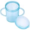 Recessed Lid Cup with Handles - Leak Proof | Promotes Oral Motor Skills, Lip Closure, and Self Feeding | Alternative to Sippy Bottle | Food Grade Materials | Dishwasher Safe (Light Blue)