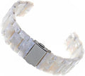 2cm Wide Resin Watchband with Quick Release and White Flowers Adjustable Holes, for Smartwatch and Wrist Wear, Casual Outings or Workplace Style