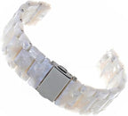 2cm Wide Resin Watchband with Quick Release and White Flowers Adjustable Holes, for Smartwatch and Wrist Wear, Casual Outings or Workplace Style