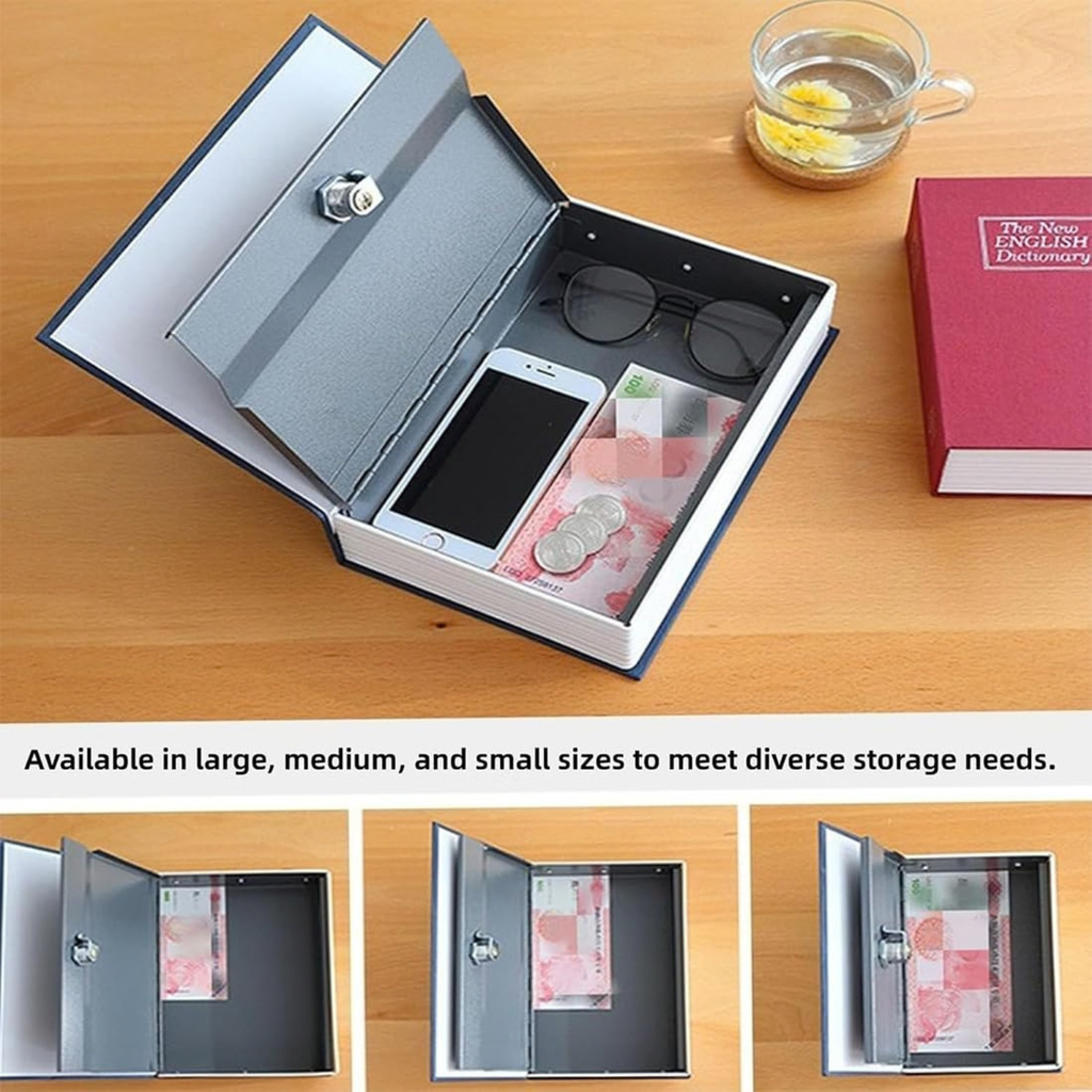 Book Shaped Security Lock Box with Combination Lock for Cash, Passport, Jewelry