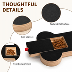 Bone-Shaped Dog Nail Scratch Board with Treat Drawer, Wooden (1 PCS)