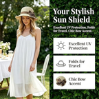 Elegant Woven Straw Sun Hat with Bow, Women Foldable Wide Brim