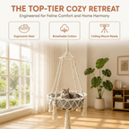 Cat Swing, Cats Hammock with Soft Cushion Handwoven Hanging Purr Swing Bed