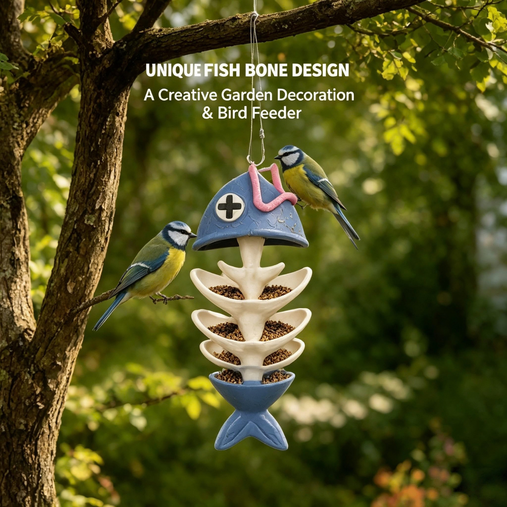 Decorative Hanging Bird Feeder, Fish Bone Wild Bird Feeder Outdoor Garden