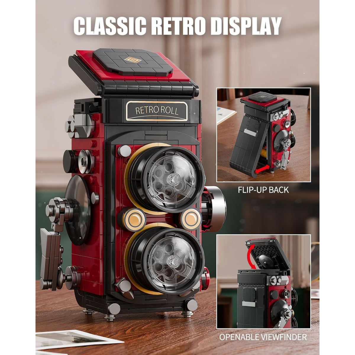 Retro Camera Building Blocks Sets with Lights for Adults Kids 8-12