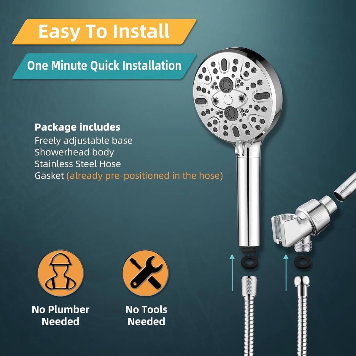 Filtered Handheld Shower Head with 9 Spray Modes and 16-Stage Water Softener