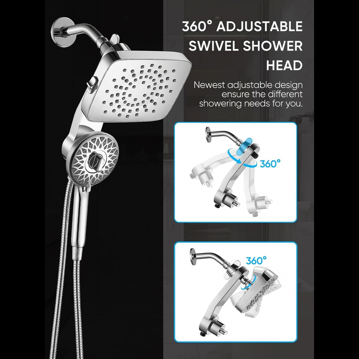 Dual Shower Head with Magnetic Handheld, Chrome
