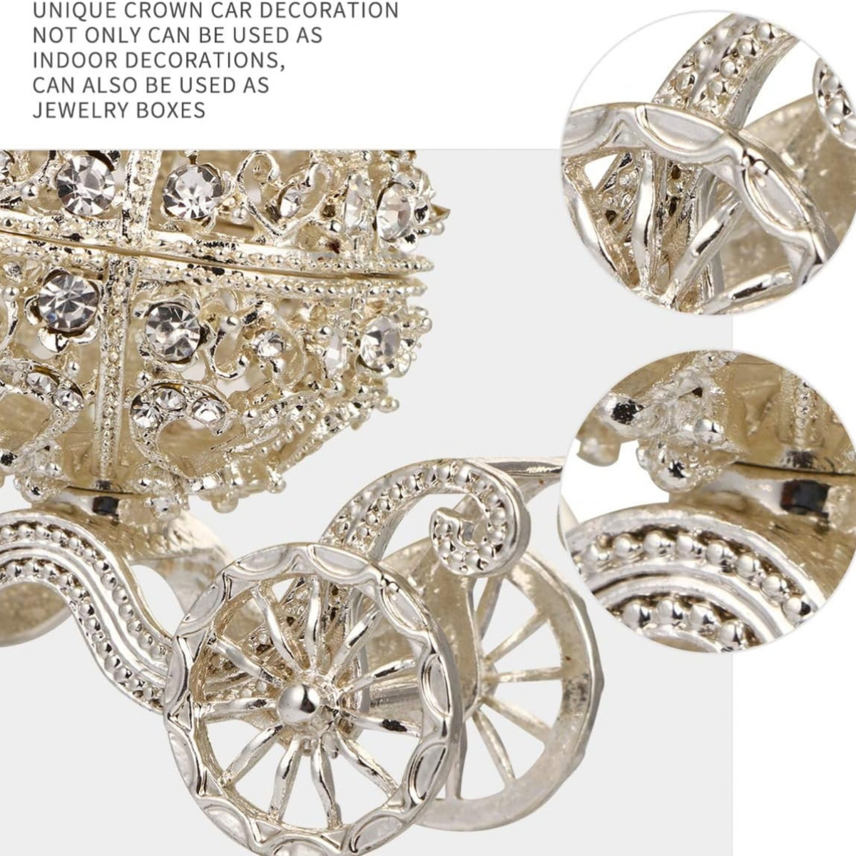 PATKAW Pumpkin Carriage Rhinestone Crystal Trinket Box Jewelry Display Holder Christmas Gift