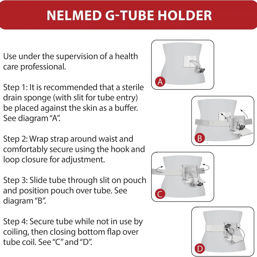 NelMed G-Tube Holder Belt for PEG & Feeding Tubes, Adjustable, Washable S/M