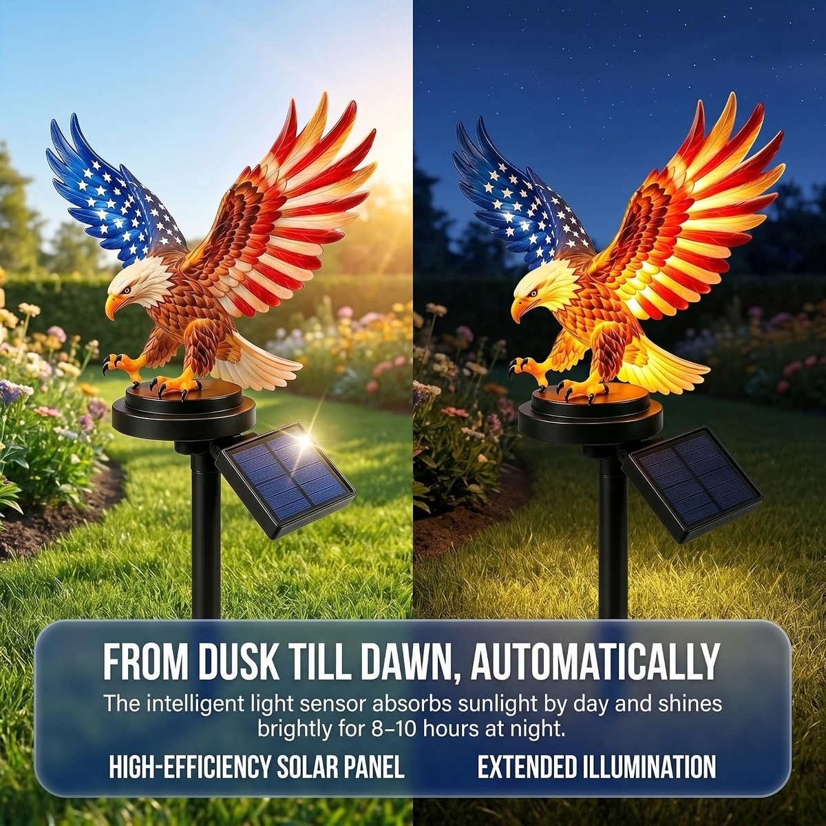 Solar Eagle Garden Light, 250th Anniversary America Eagle Stake, 4th July Decor