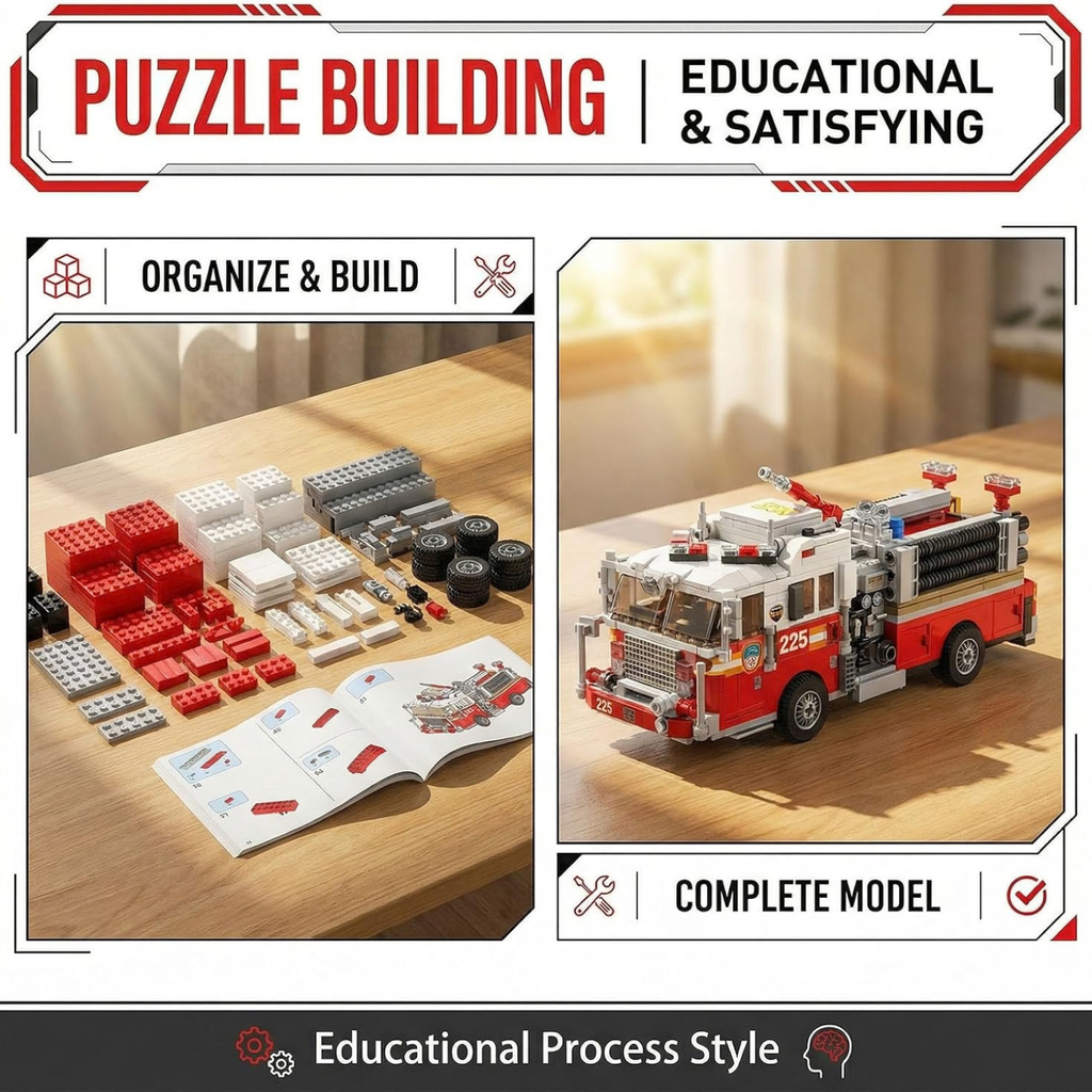 City Emergency Rescue Fire Truck Building Block Set