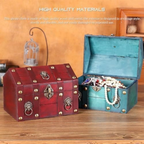 Pirate Treasure Chest, Wooden Treasure Box with Combination Lock