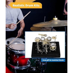 Mini Drum Set with Display Box and Base, Metal Mini Drum Kit, Miniature Musical Instrument Drum Set, Mini Drums for Gifts Families Friends