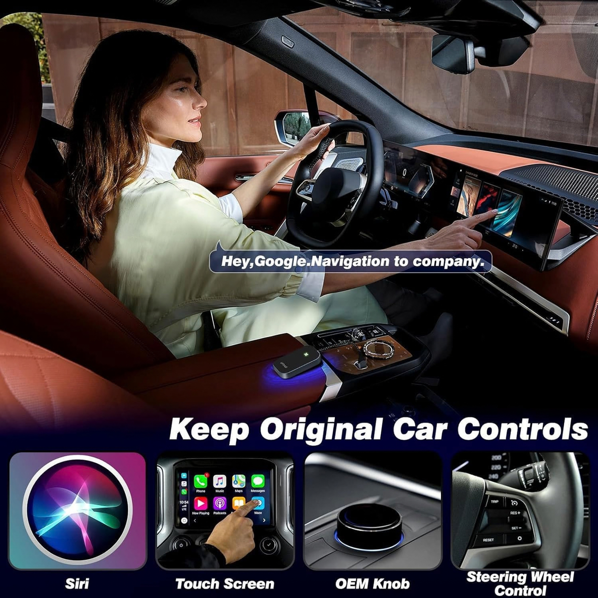2026 Upgraded Mini Wireless CarPlay Adapter with Auto Reconnect, 5.8GHz WiFi, USB-C/USB-A