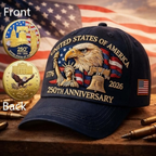 United States 250th Anniversary Hat with Bald Eagle & Liberty Embroidery