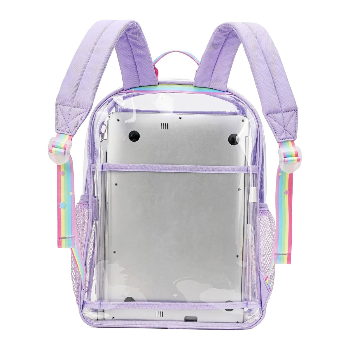 Clear Backpack for Girls Transparent Heavy Duty School Bag Purple Kids Stadium Backpack