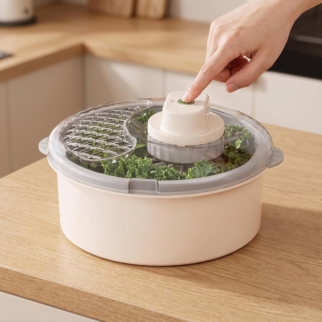Electric Salad Spinner, Fruit and Vegetable Washer, Dryer with Non-Slip Base