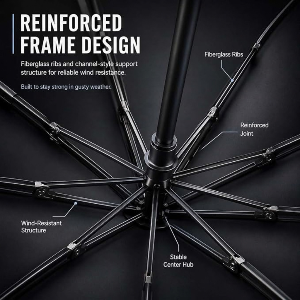 Creative Ring Buckle Windproof Automatic Folding Umbrella with UPF 50+ UV Protection