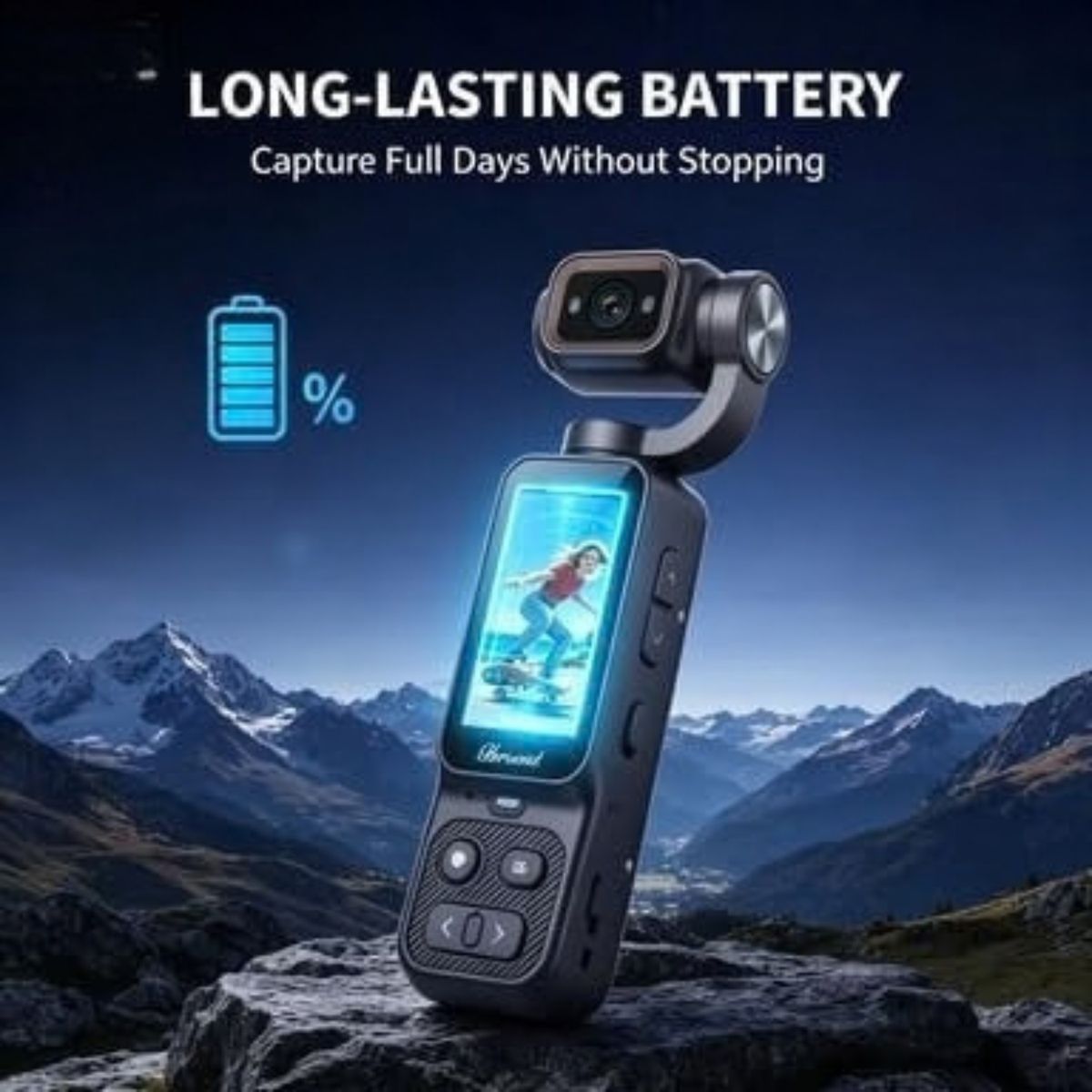4K Pocket Gimbal Camera with Stabilization, Tracking, Rotatable Lens, Touchscreen