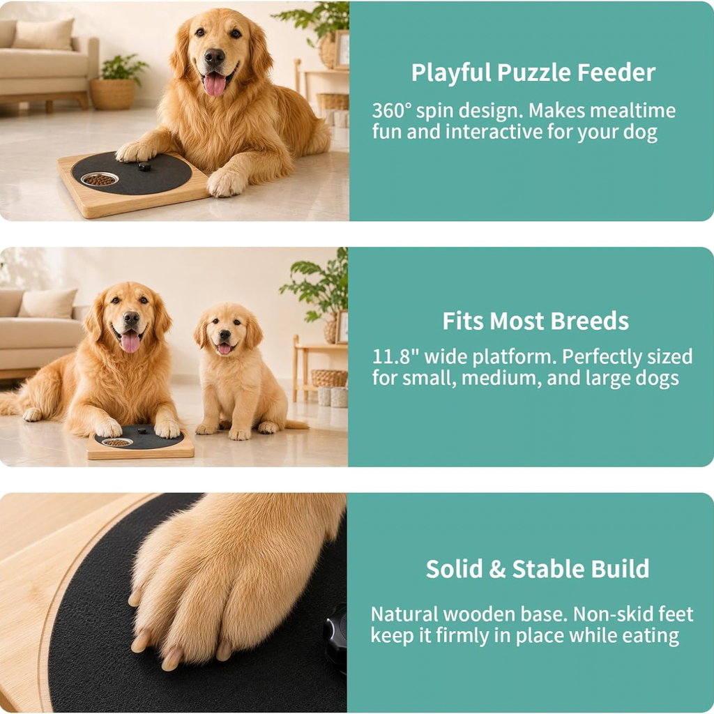 Wooden Dog Nail File Board with Built-in Treat Bowl, Black