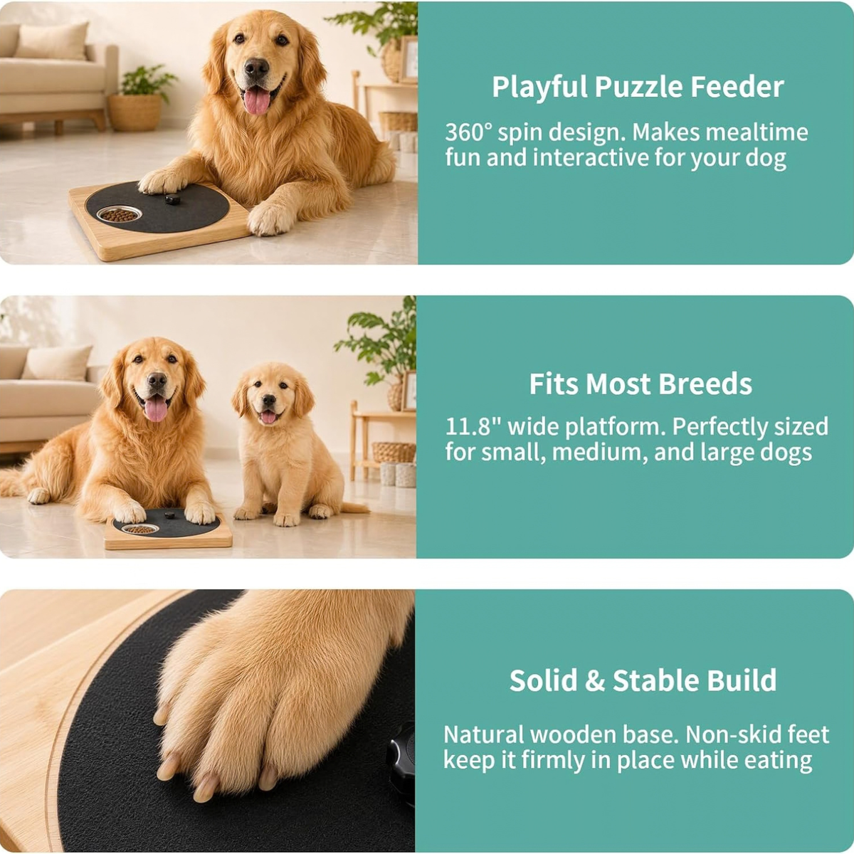 Wooden Dog Nail File Board with Built-in Treat Bowl, Black
