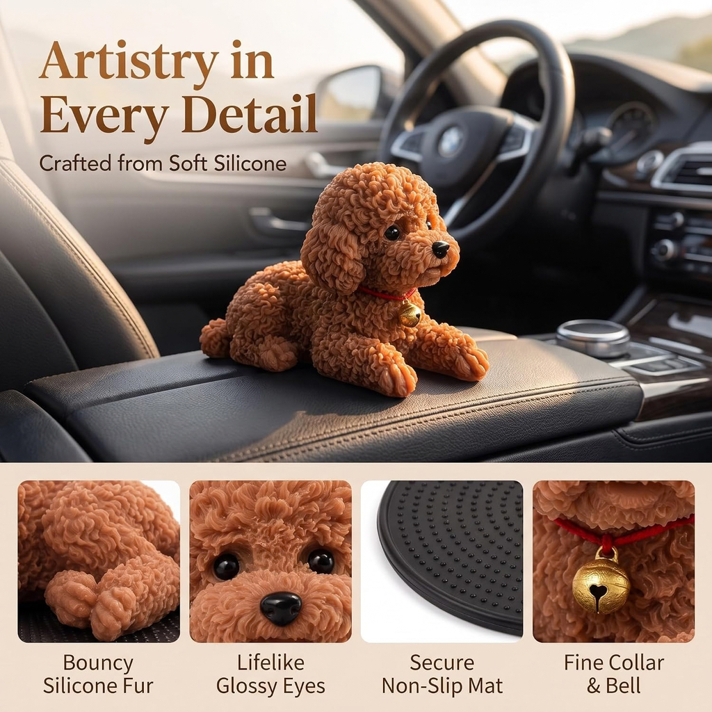 Dash Mat for Cars, Realistic Teddy Figurine with Anti‑Slip Dashboard Mat
