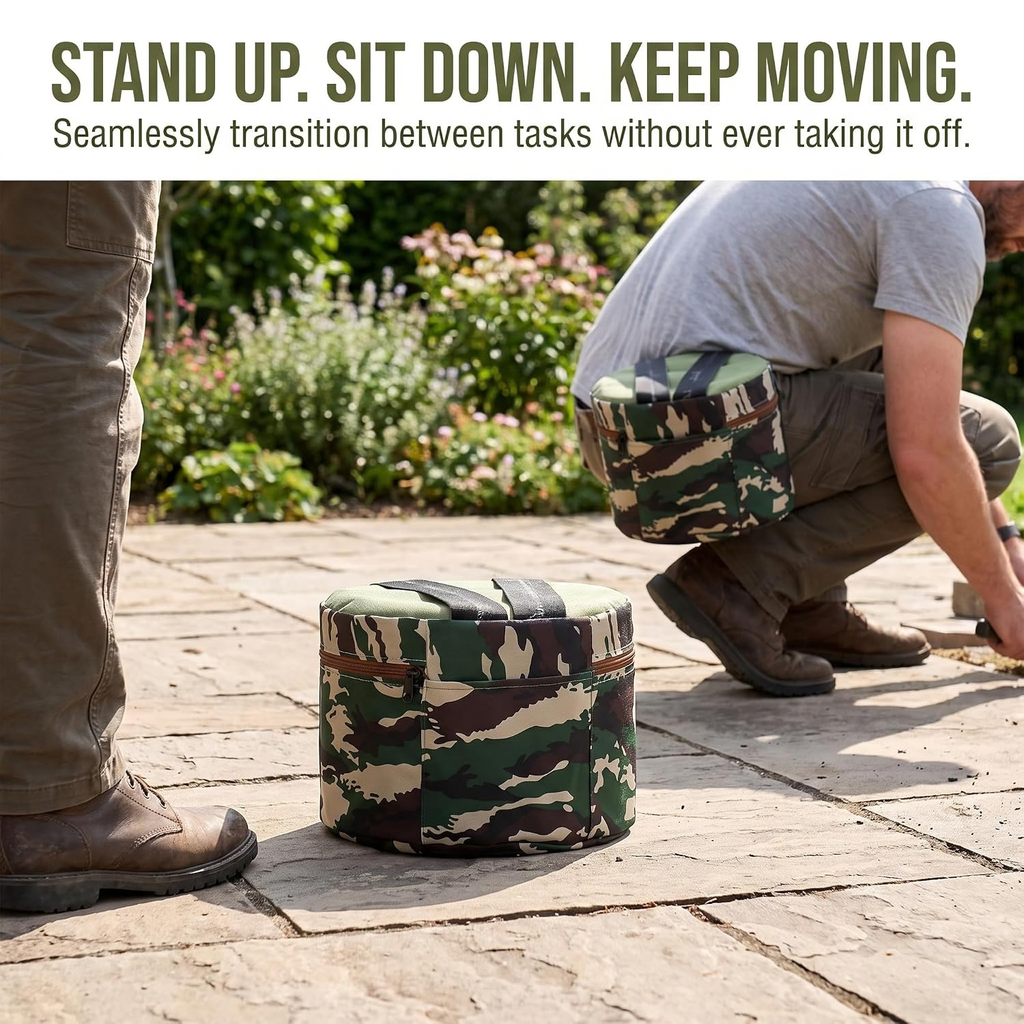 Wearable Gardening Stool, 15.7 Inch Foam Padded Seat with Carrying Straps