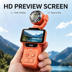 2-in-1 Fan & Gimbal Camera, 180° Flip Lens, 130° Wide Angle, 16X Zoom (Orange)