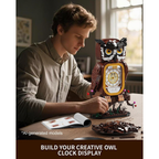 Owl Clock Building Blocks Set with Working Clock for Adults Teens