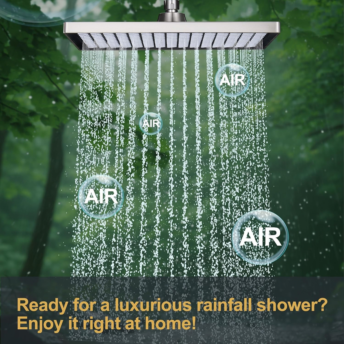 Rainfall Shower Head, 11.8 Inch Large Rectangular with Adjustable Stainless Steel Arm